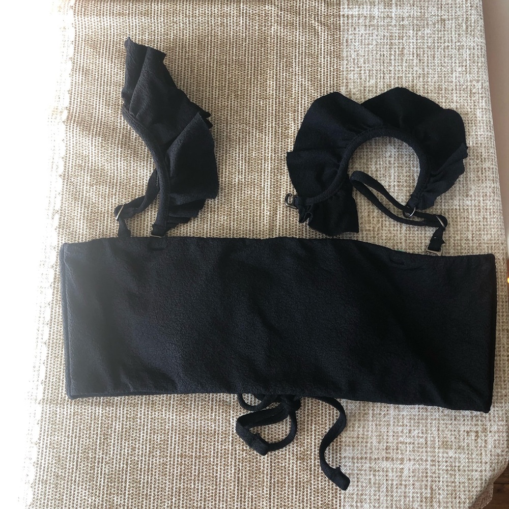 Maaji Reversible Black/Multi Color Ruffle Bikini … - image 1